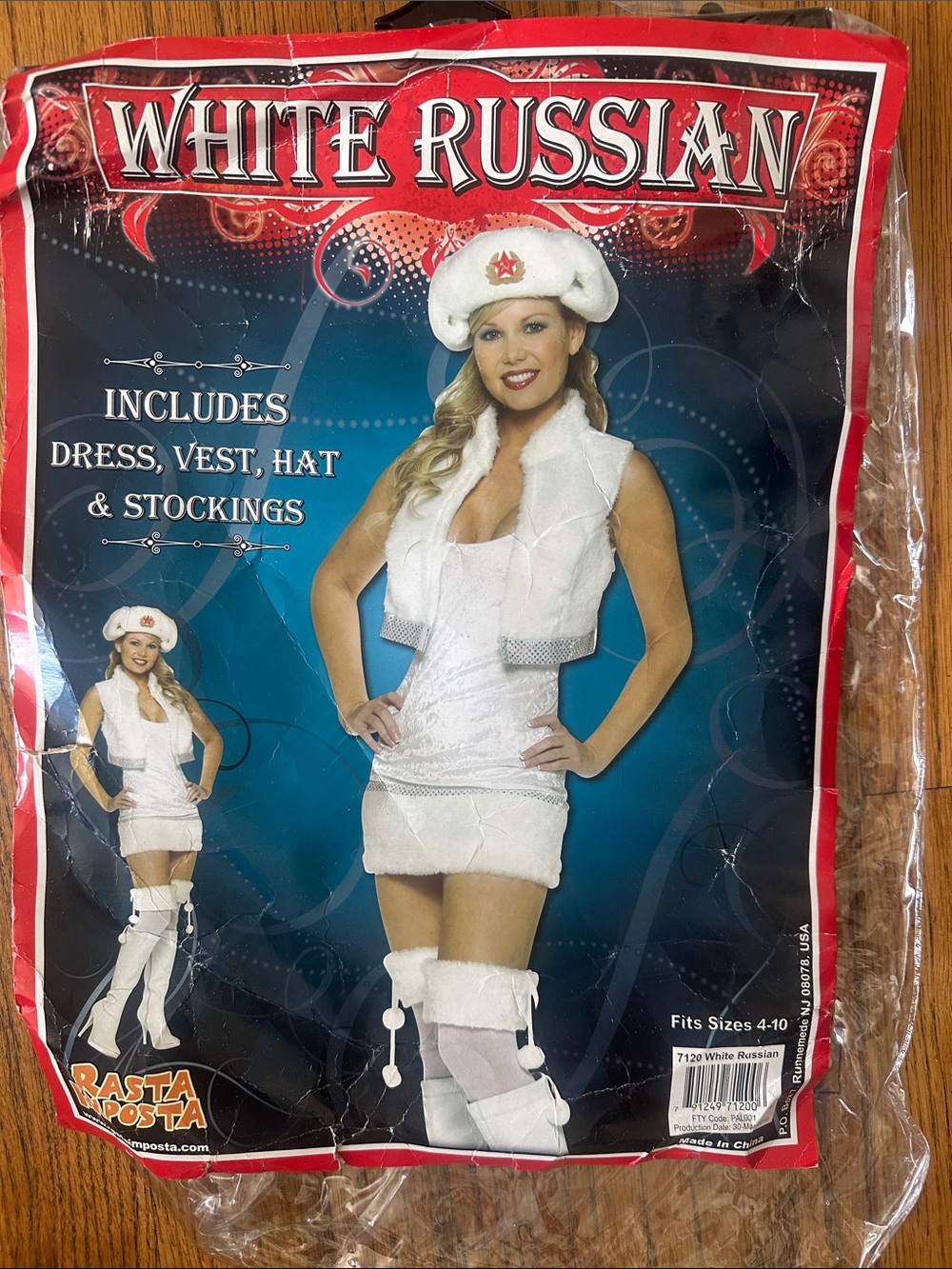 White Russian Women's Halloween Costume set Dress, Vest & Hat &  stockings